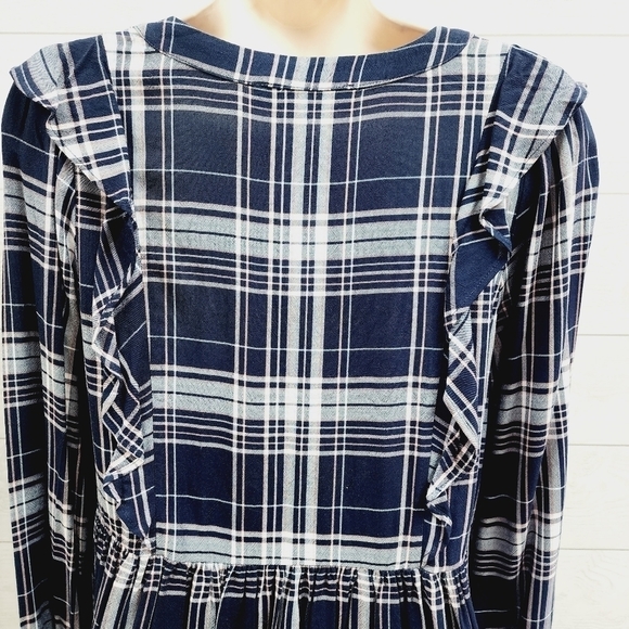 LOFT Plaid Ruffle Dress - Picture 7 of 9